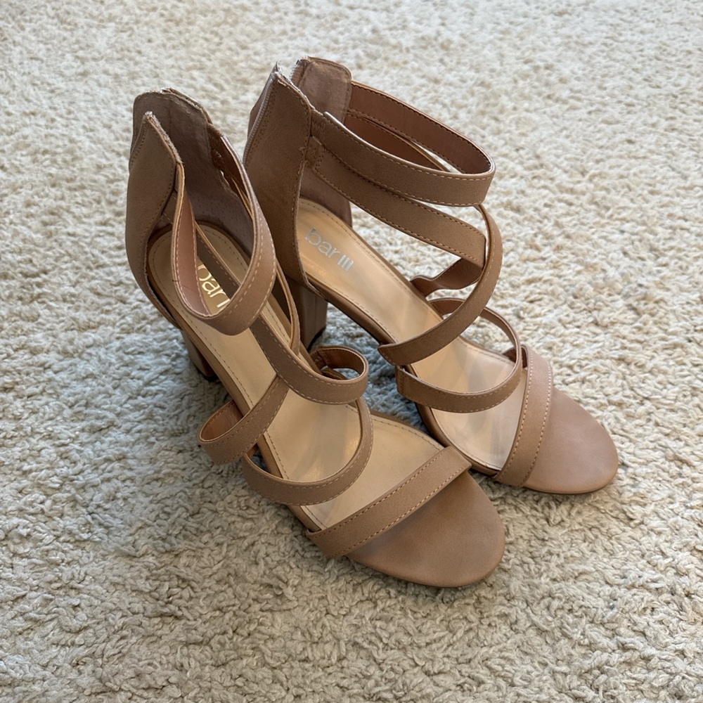 Bar III Tan Strappy Heels